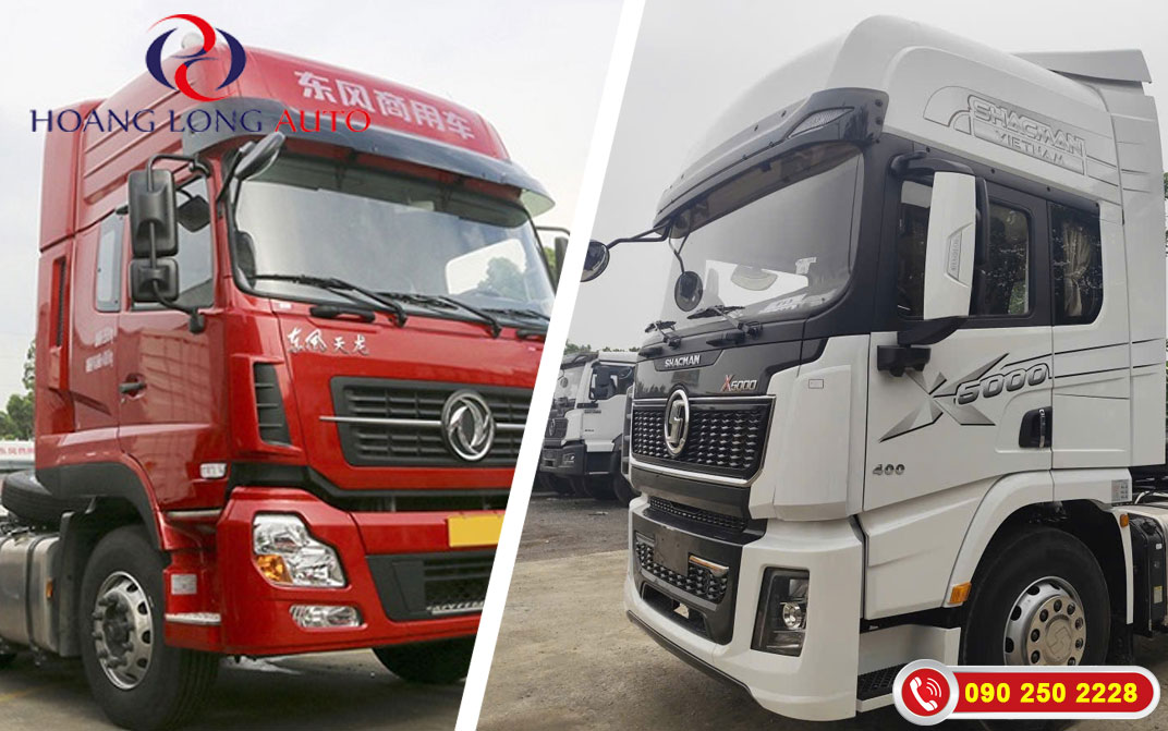 Đầu kéo Dongfeng và Shacman 400HP hiện tại đang ở tại showroom đại lý xe đầu kéo